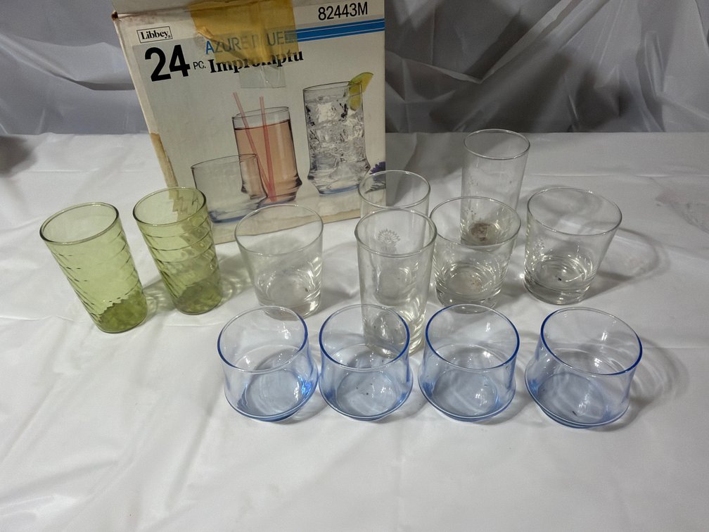 Box of Assorted Glasses-Azure Blue is Majority