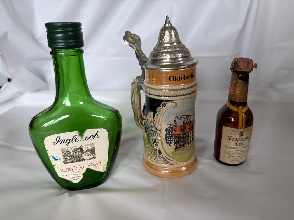 Inglenook American Airline Wine Bottle, Stein, Seagrams Mini