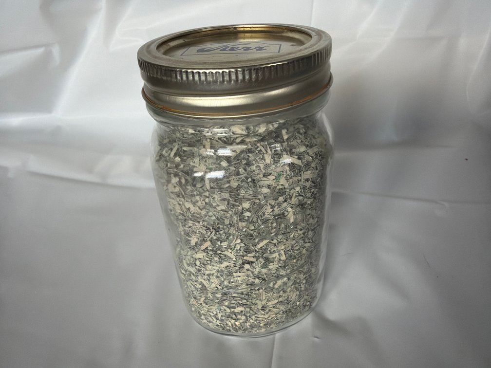 Kerr Jar with Shredded Money
