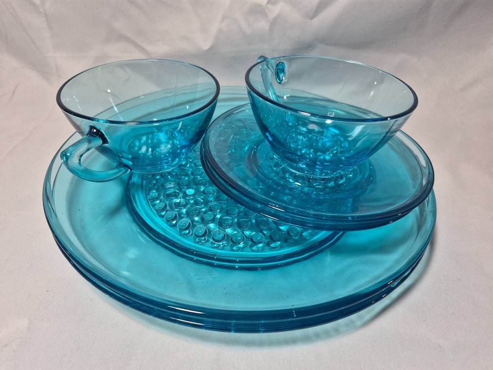 Hazel Atlas Capri Hobnail Plates, Saucers, & Cups