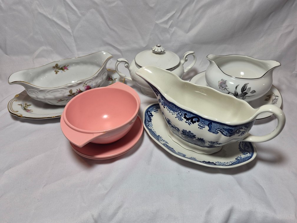 Variety of Gravy Boats, Creamers, & Sugar Bowl