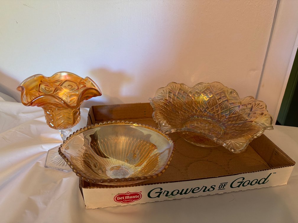 Marigold Carnival Glass Bowls