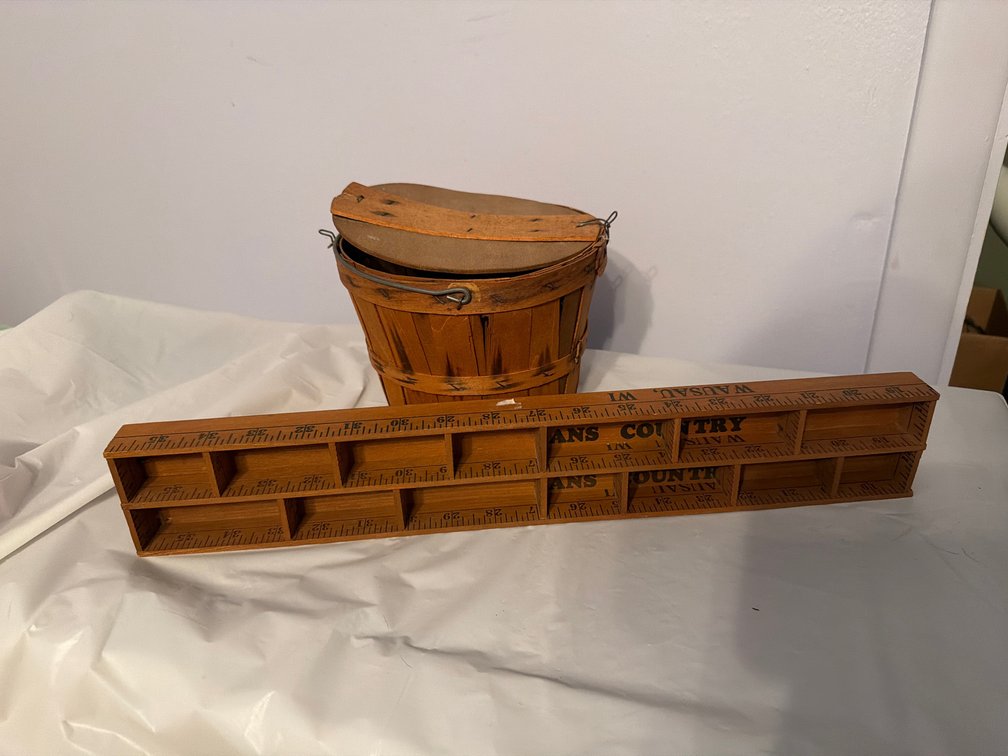 Small Bushel Basket, Yardstick Decor