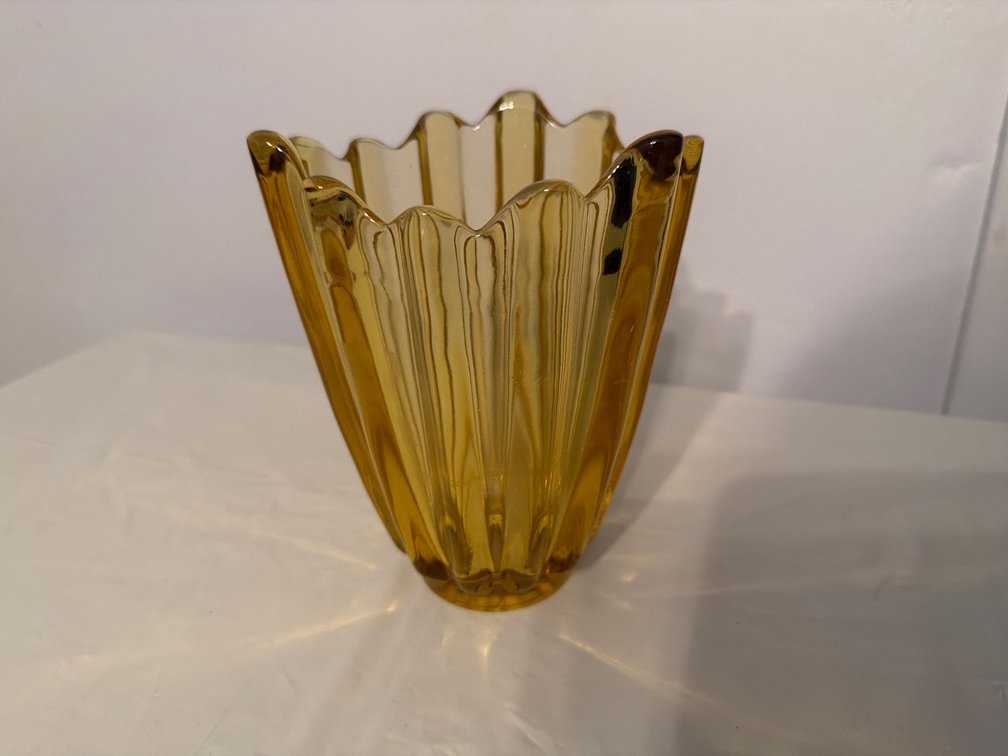 Vintage Amber Glass Vase