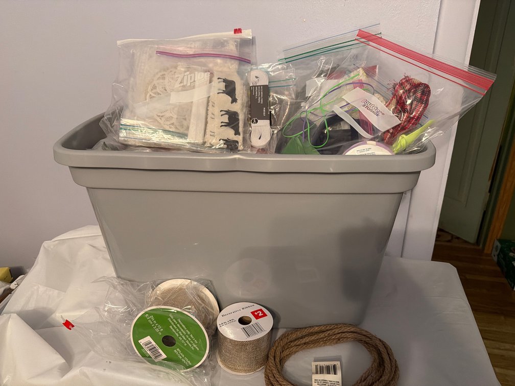 Tote with a Large Variety of Craft Supplies