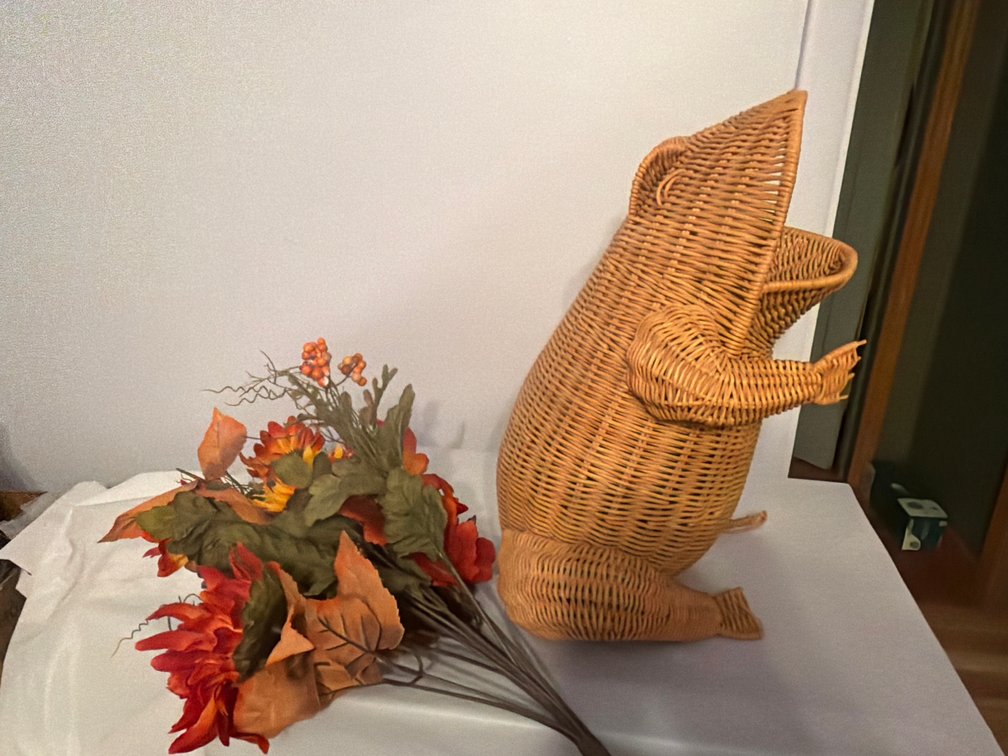 Wicker Frog with Florals