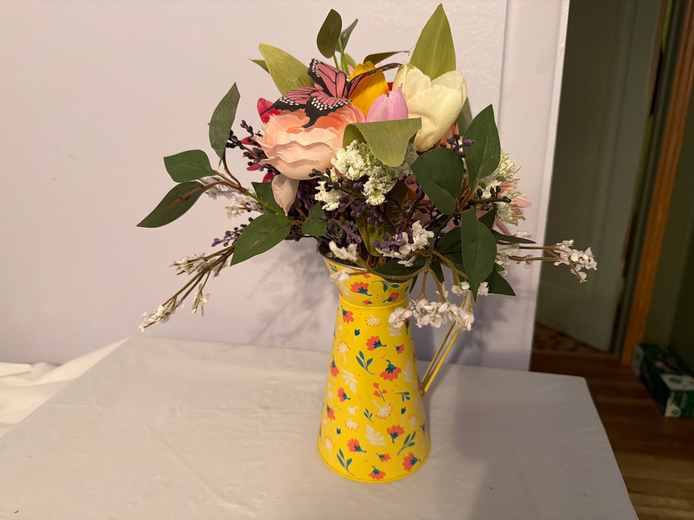 Tin Pitcher with Floral