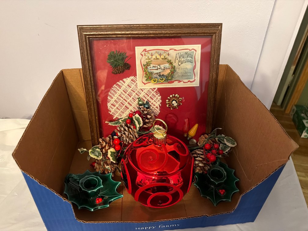 Box with Holiday Decorations