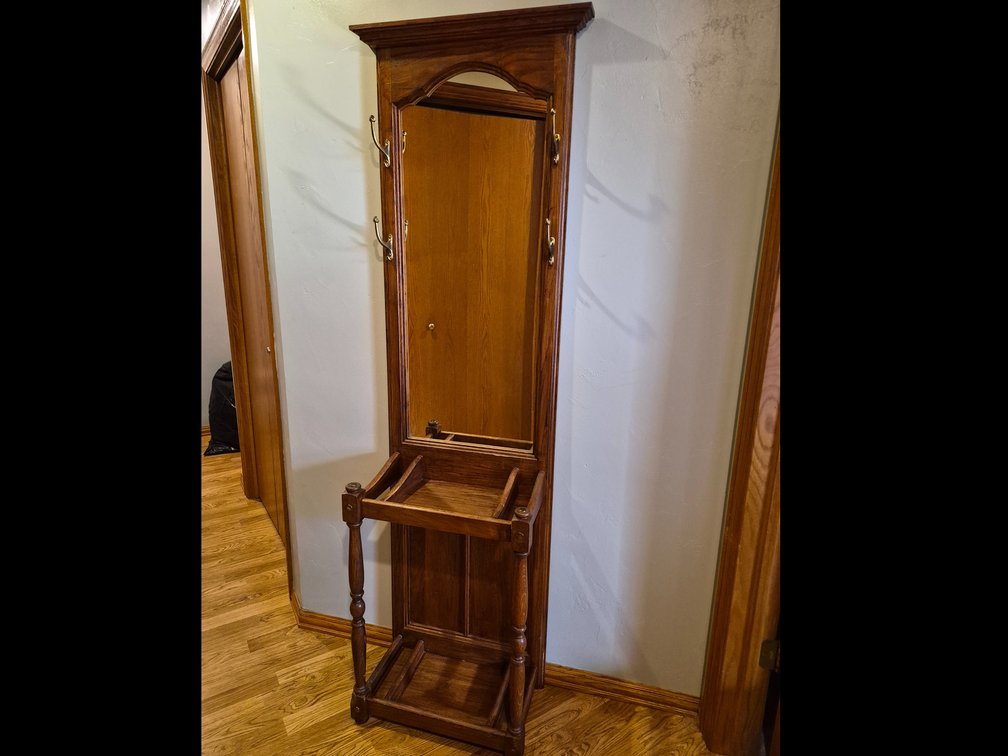 Oak Entryway Hall Tree 74" x 24" x 12"