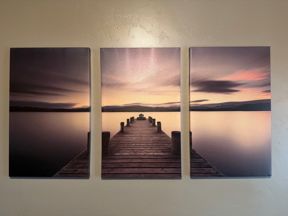3 Dock Lake Canvas Wall Hanging(Each Panel 28” X 61”)