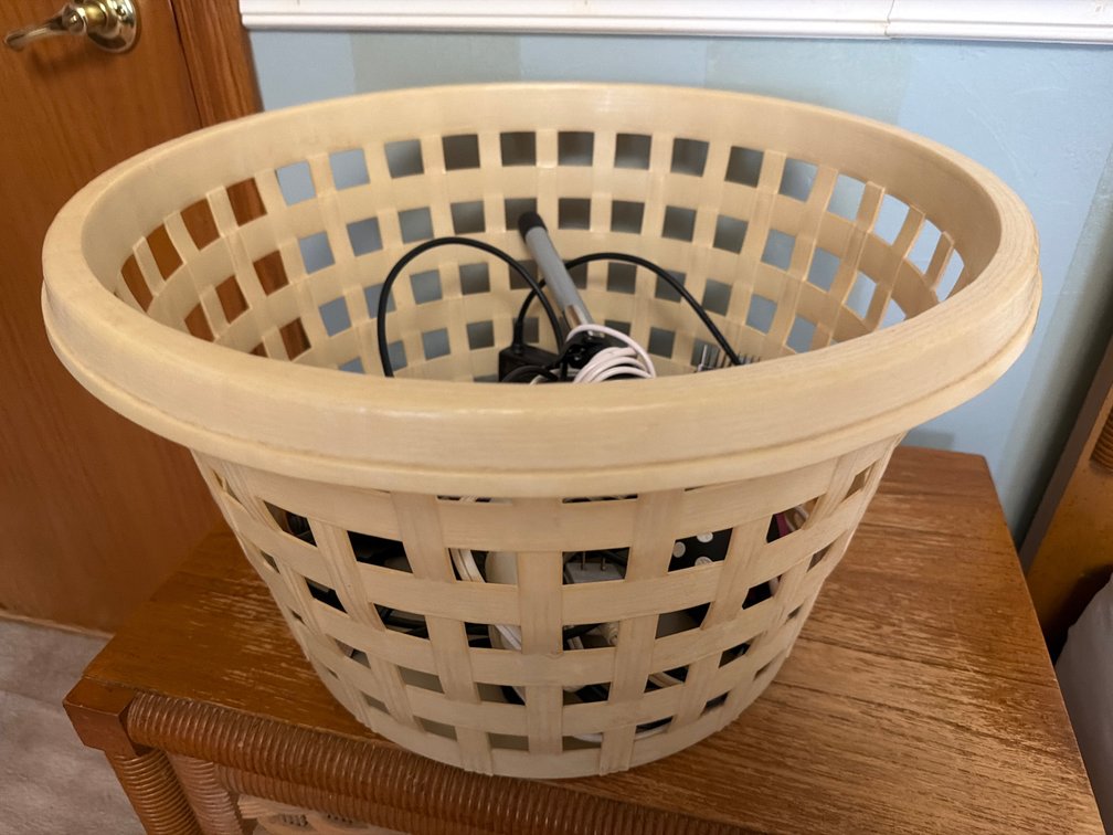 Blow Dryers, Curling Iron in Laundry Basket
