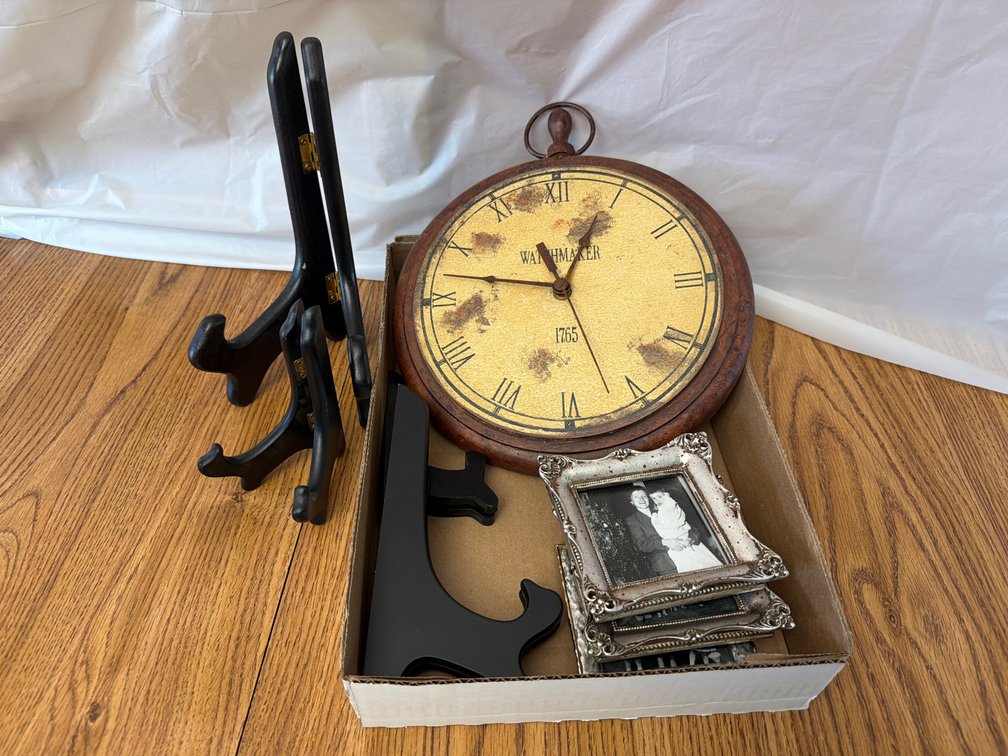 Picture Easels, Frames, & Clock