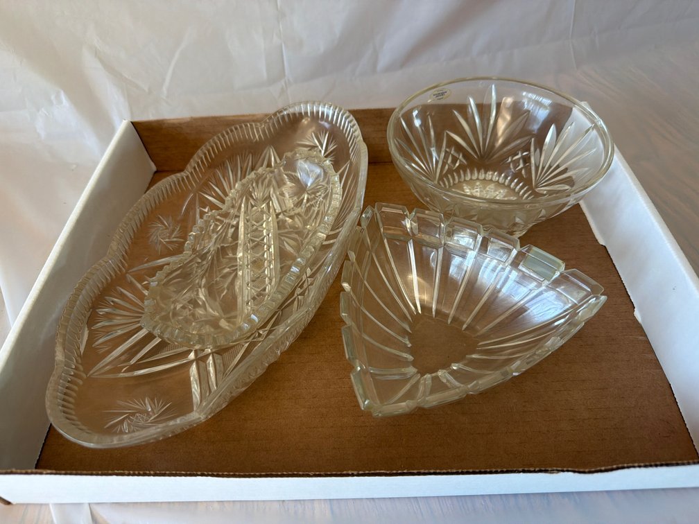 Wedgwood Crystal Bowl & Other Clear Glass Dishes