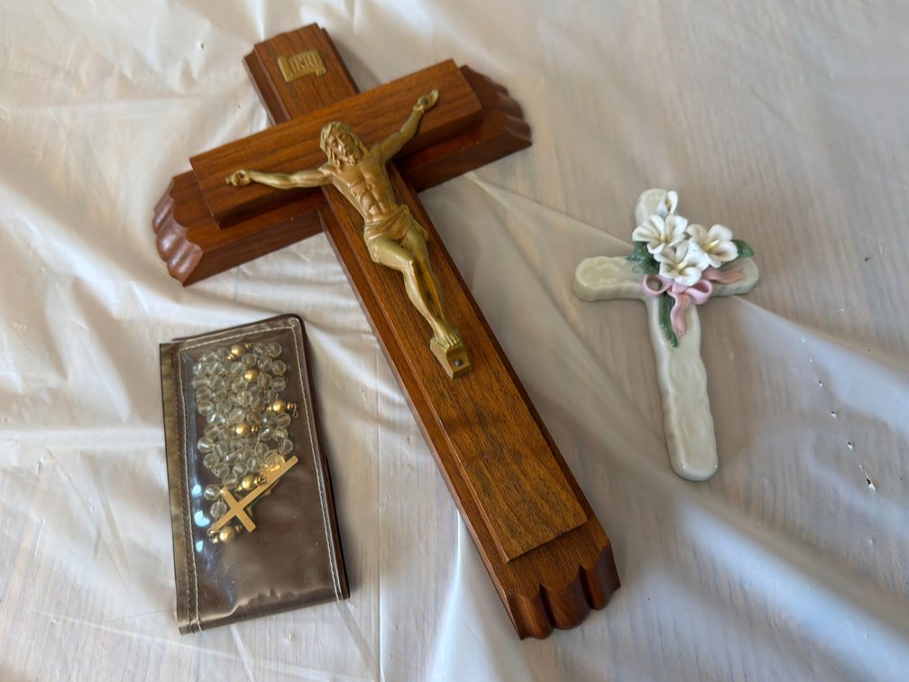 Last Rights Cross, Figurine, & Rosary