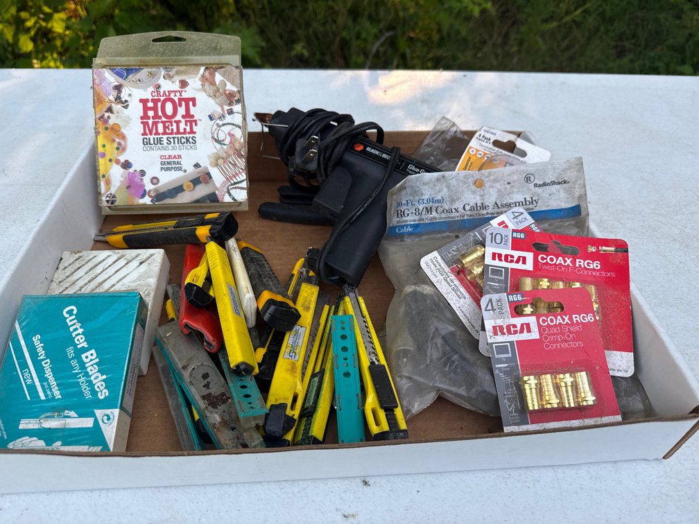Glue Gun, glue Melts, Rivet, Box Cutters