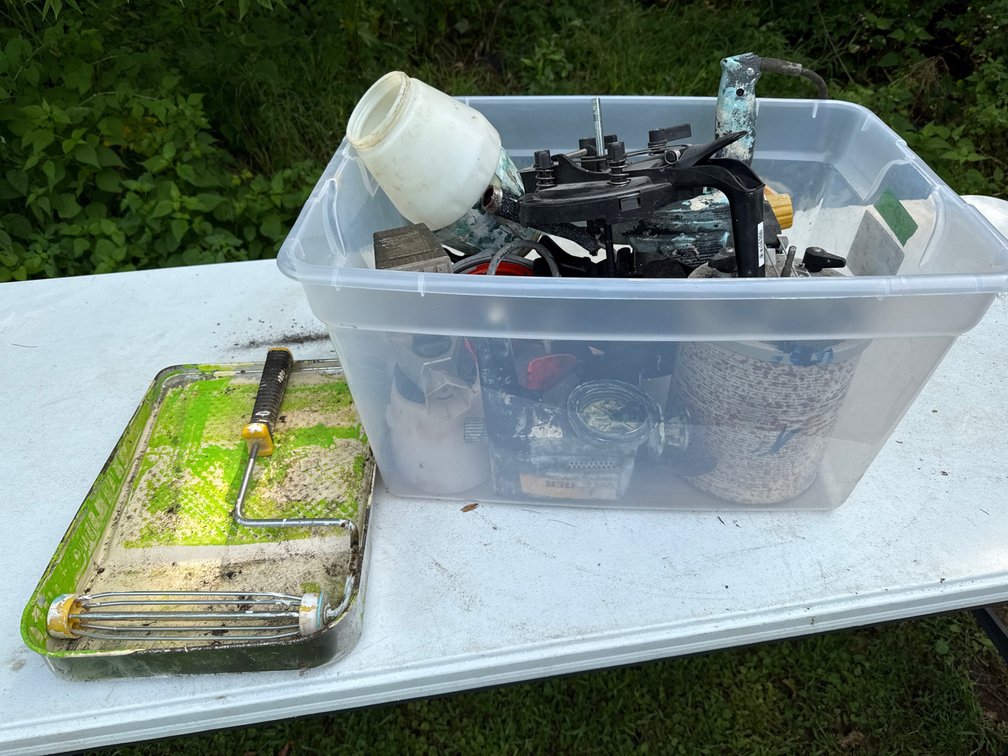Tote of Painting Supplies
