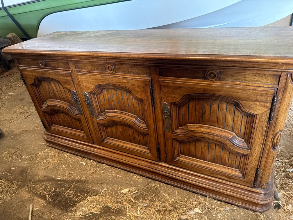 2 Piece Hutch, 3 Glass Shelves…31” X 64” X 19.5” -Bottom, 52” X 64” X 19.5”-Top