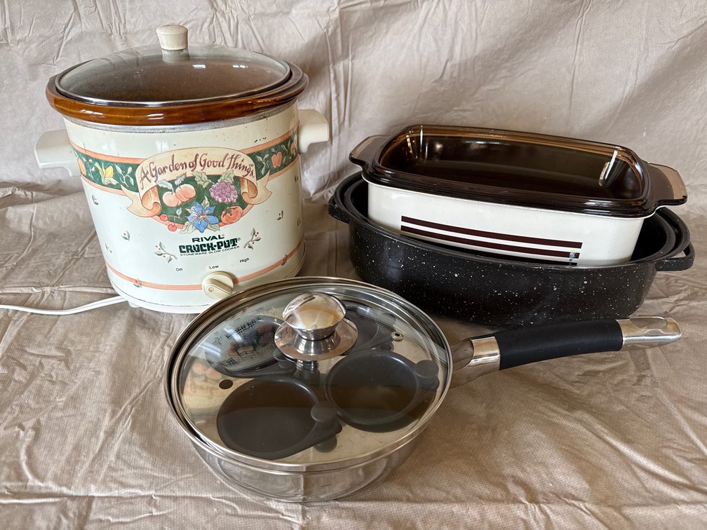 Crock Pots, Roaster, Egg Poacher