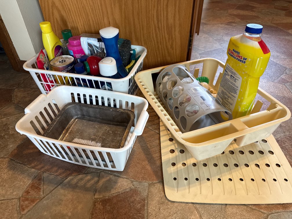 Dish Rack & Cleaning Supplies