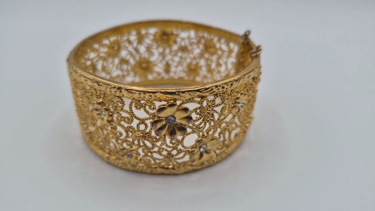 Gold Tone Filigree Cuff Bracelet