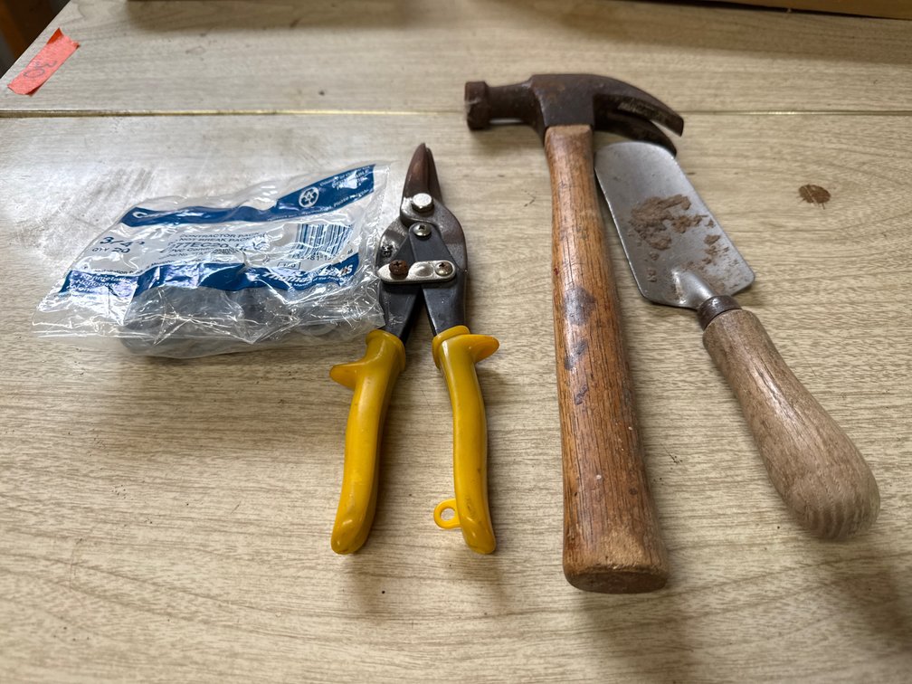 Hammer, Shovel, PVC Conduit Clamps