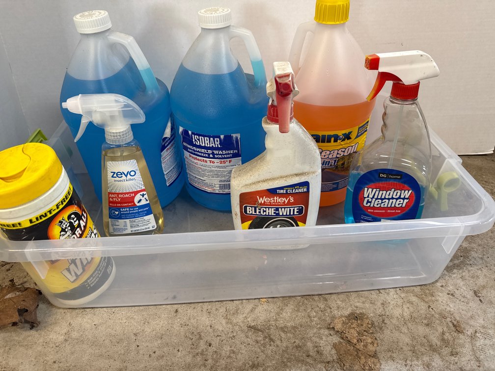 Tote Of Cleaning Supplies