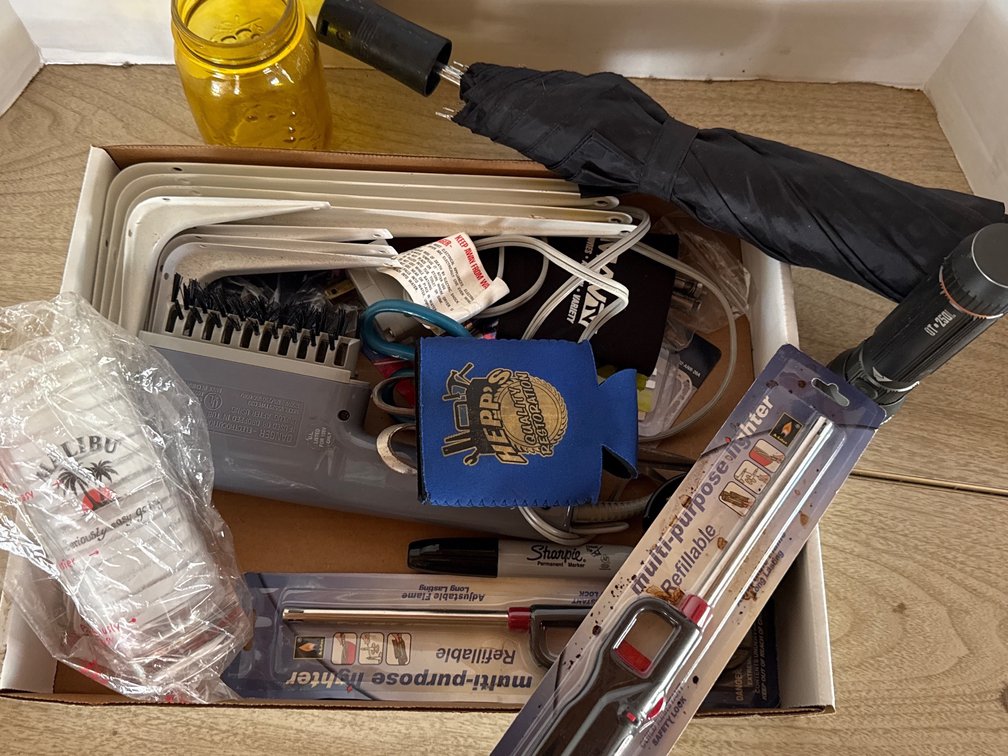 Shelf Brackets, 9 Volt Batteries,Umbrella Flashlight Scissors Lighters
