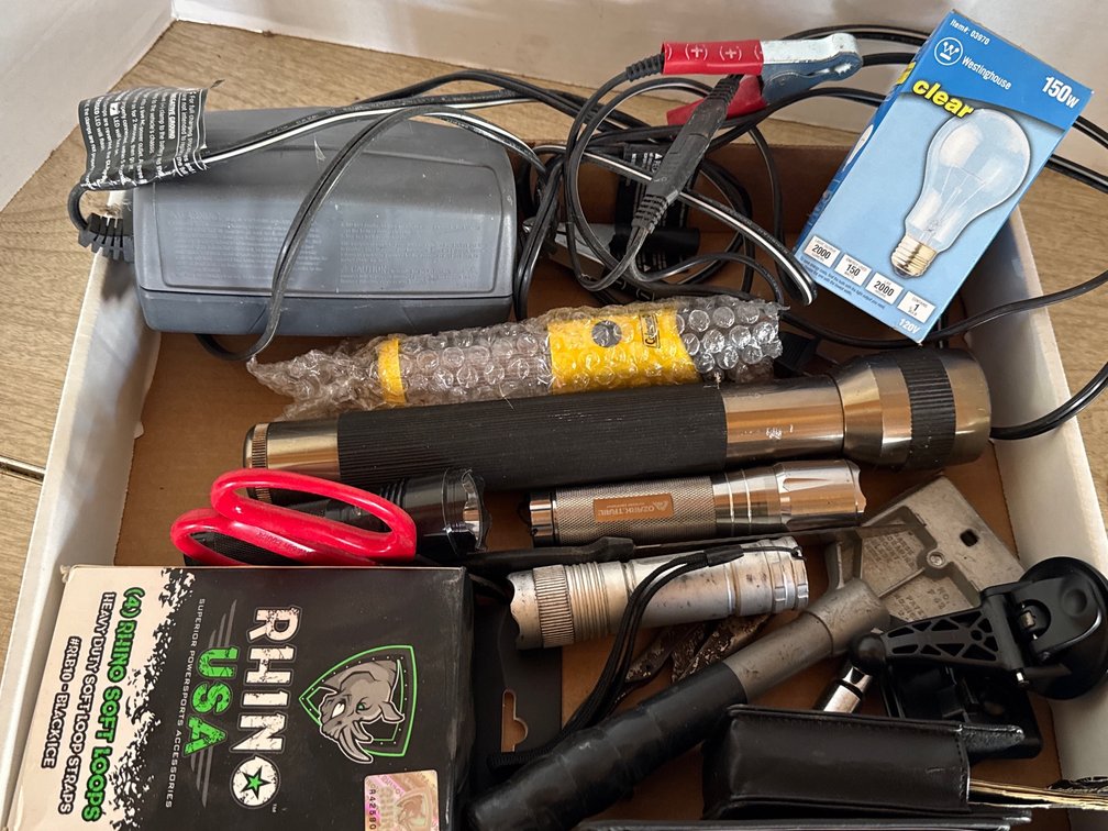 Car Battery Charger, Loop Straps,Flashlights Scrapper Light Bulb