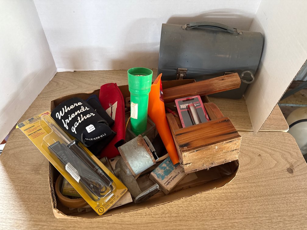 Lunch Pail, Soldiering Gun, Can Coozies,Funnel Flashlight