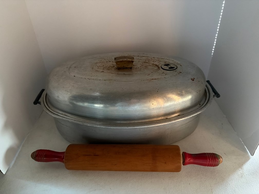 Vintage Roaster and Rolling Pin