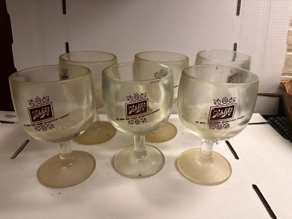 Set of 6 Schlitz Beer Goblets