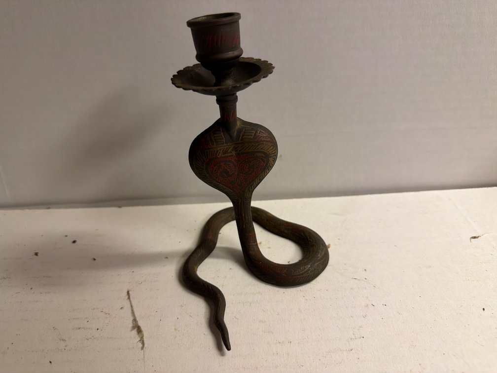 Vintage Brass King Cobra Candle Holder