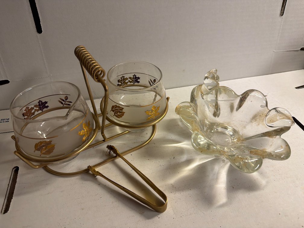 Vintage Art Glass Bowl, Serving Set