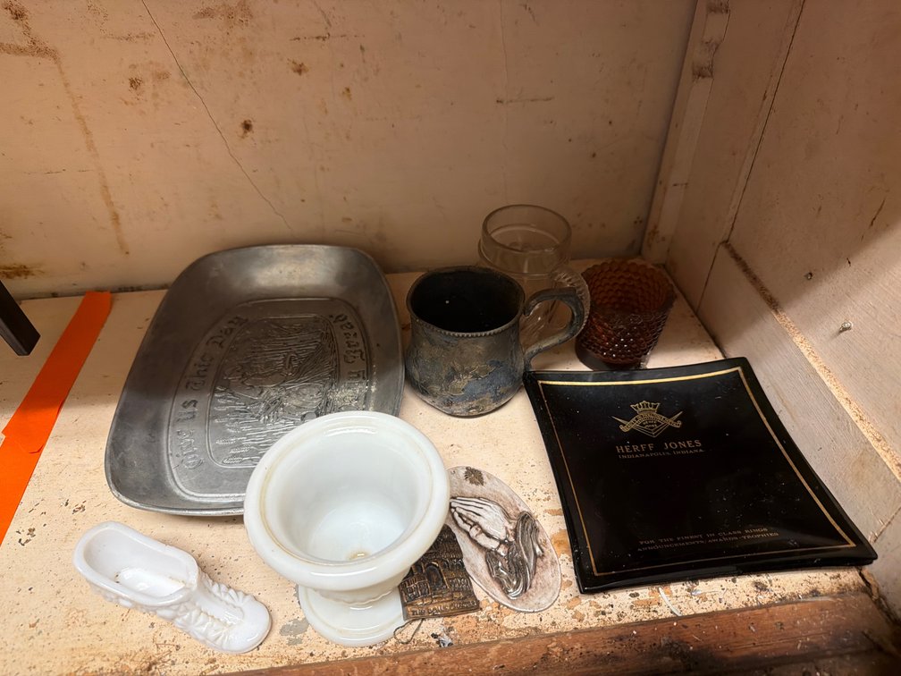 Milk Glass Slipper, Small Pedestal Dish, Trinket Trays
