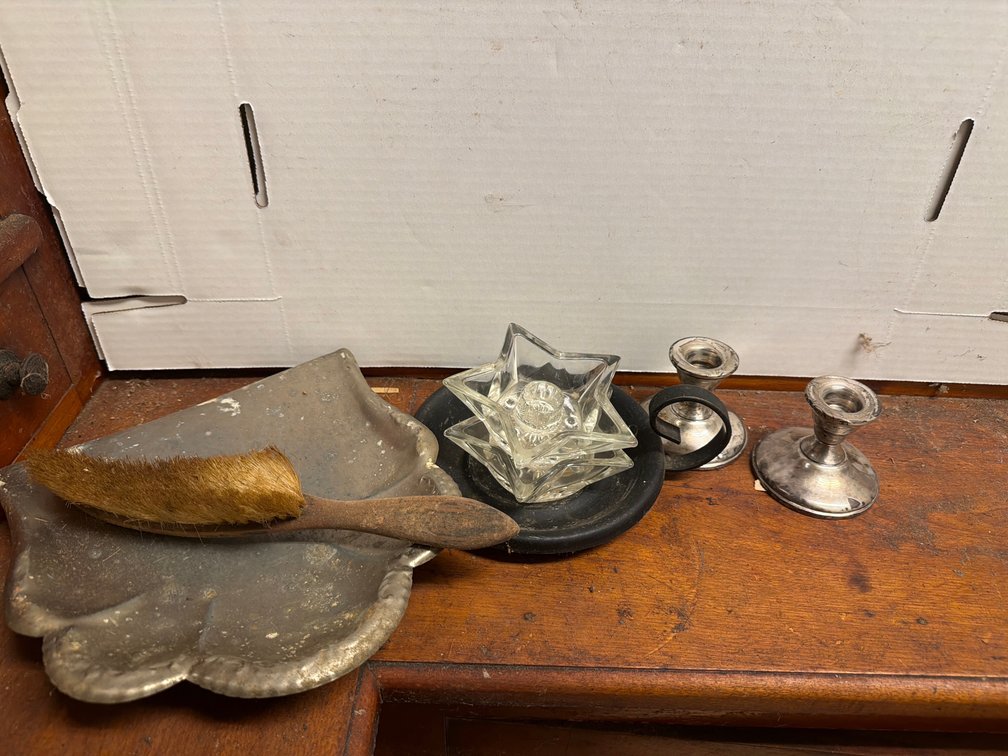 Crumb Catcher and Candle Holders