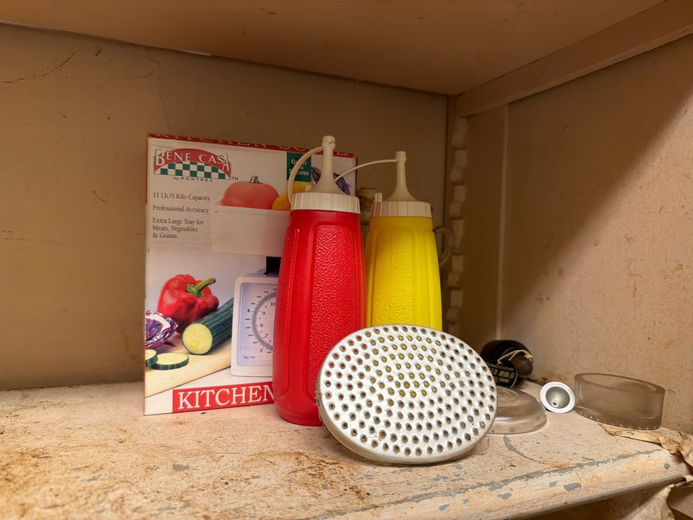 Kitchen Gadgets-Scale, Ketchup, Mustard Bottles