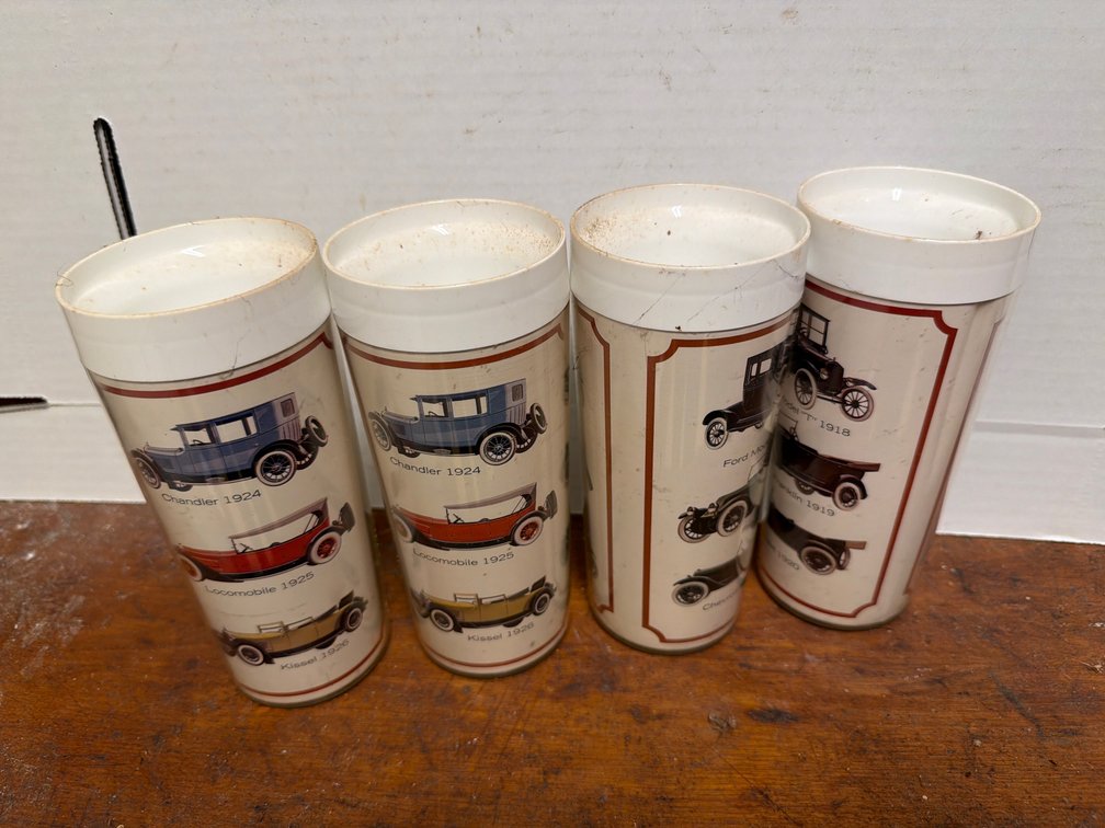 4 Plastic Glasses-Car Themed
