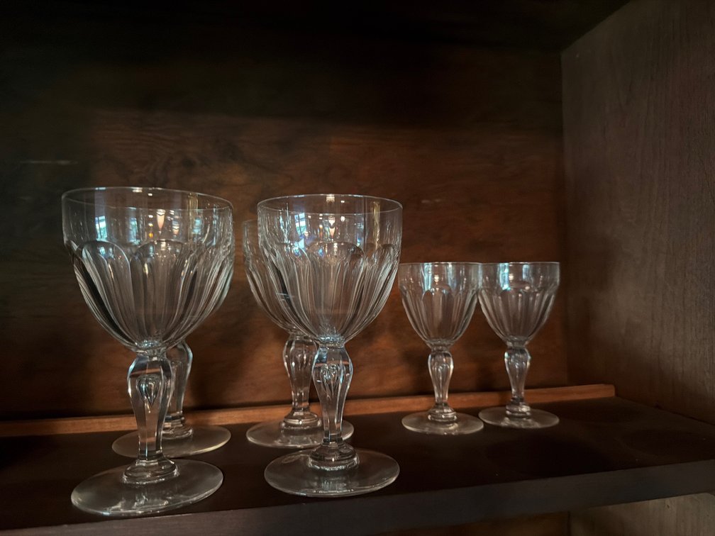 Stemmed Crystal Wine Glasses, Dessert Cups