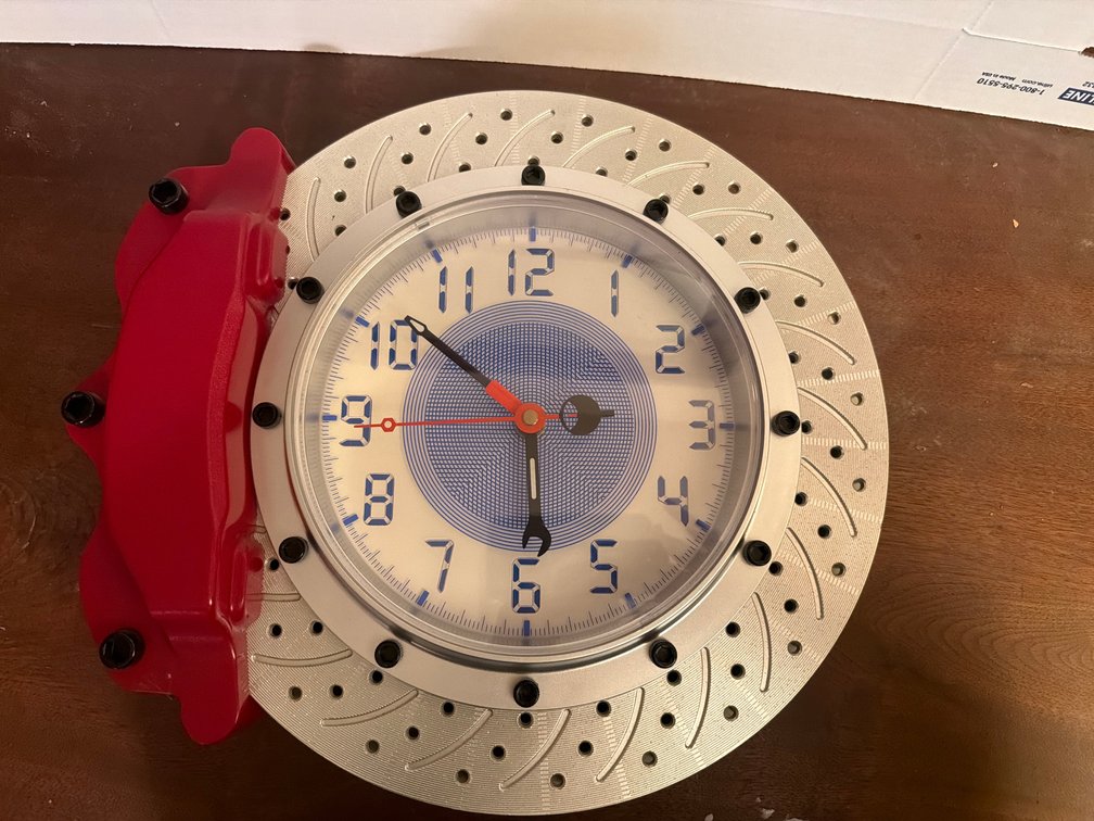 Disc Brake Rotor and Red Caliper Wall Clock