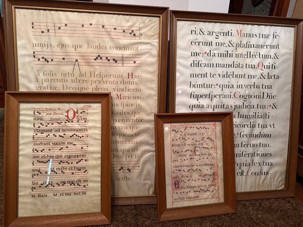 Antique Antiphonal Leaf Handwritten Manuscript