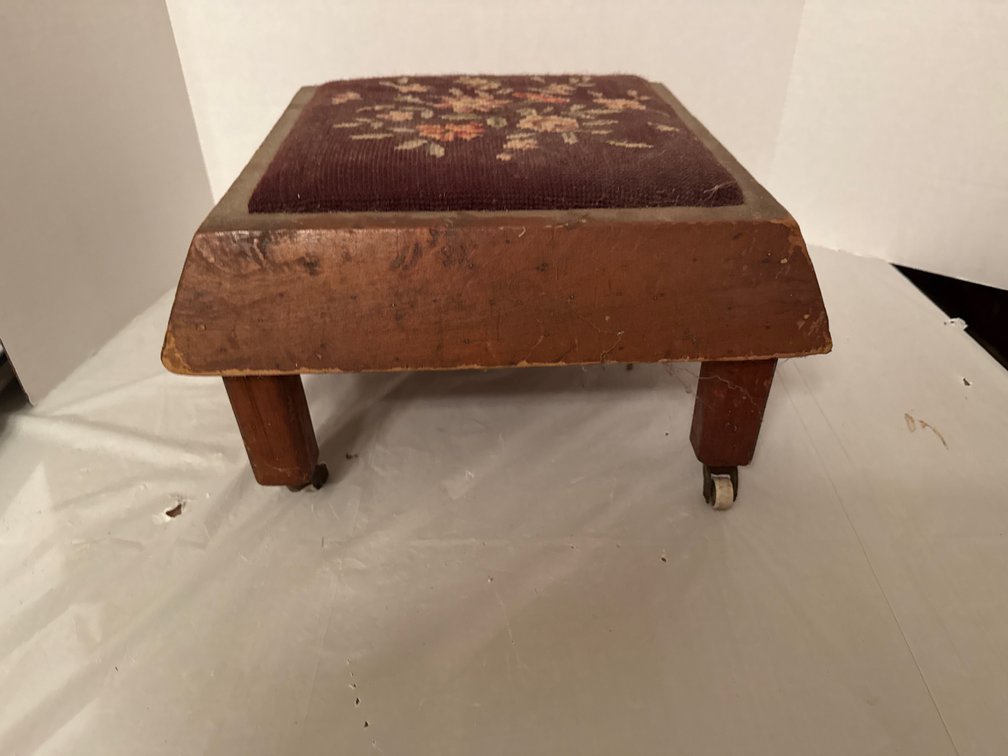 Antique Needlepoint Footstool
