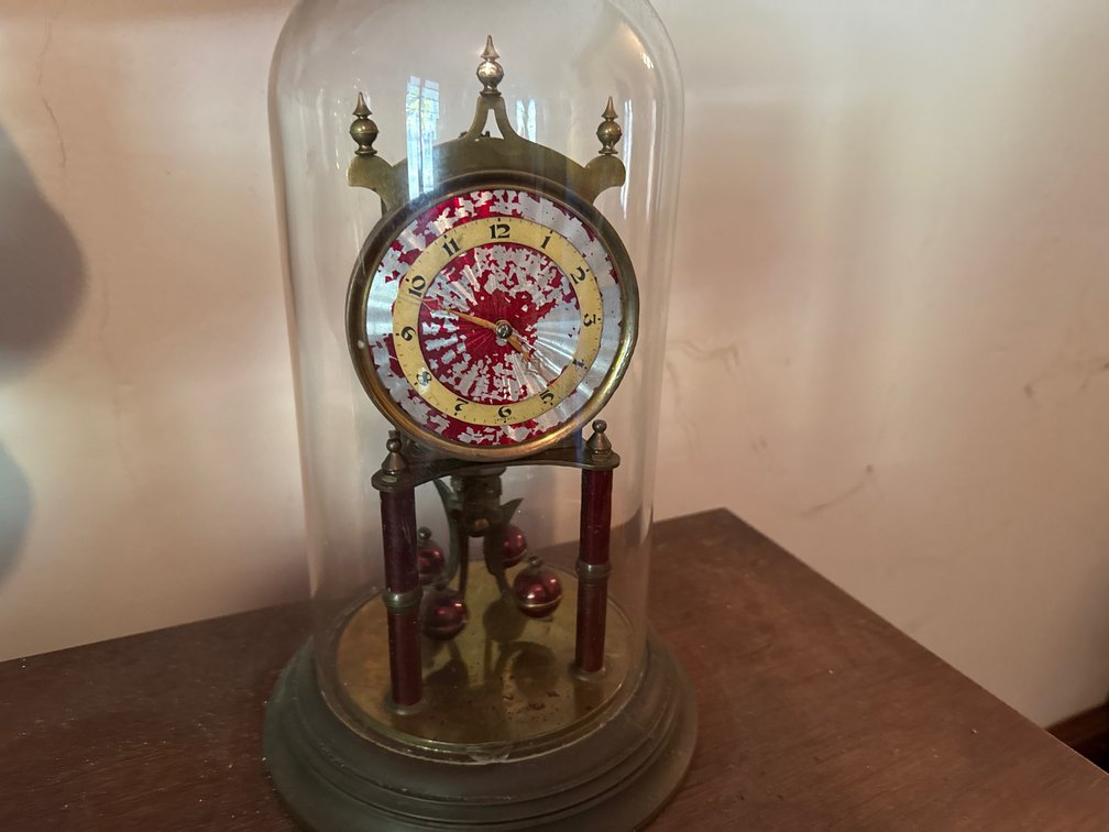 Antique Desk Clock-Glass Dome