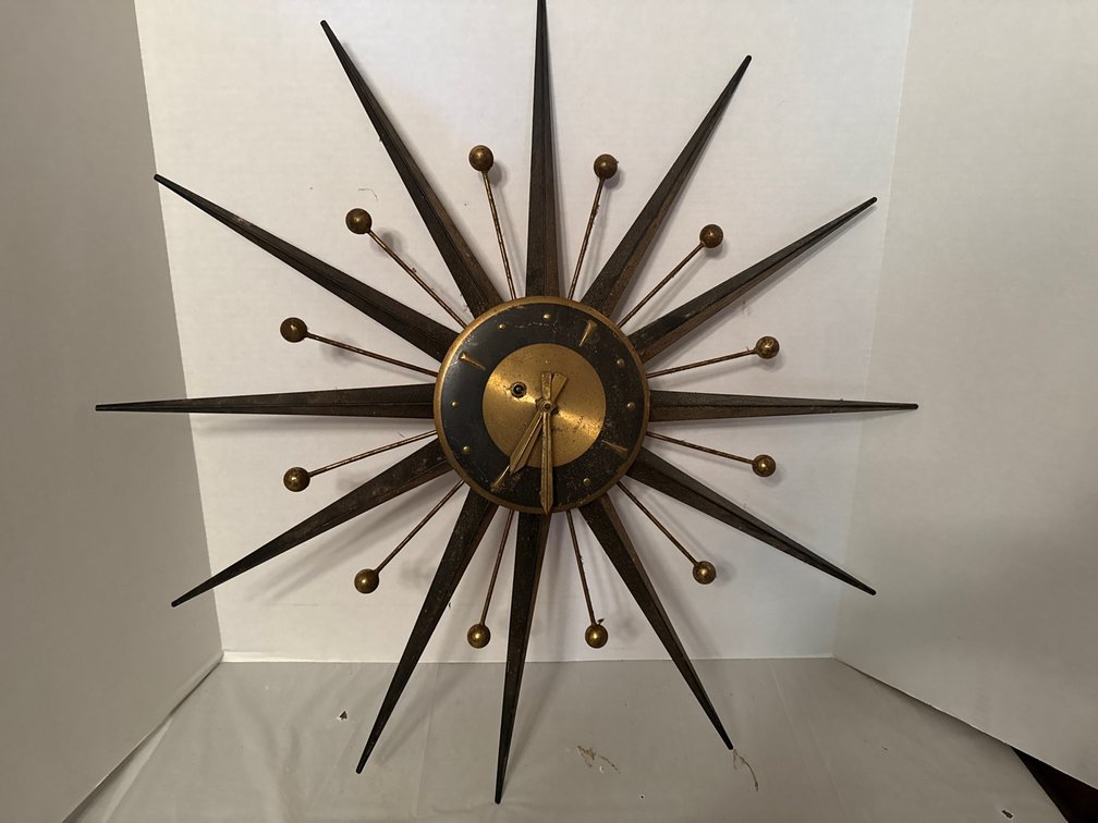 Vintage Mid-Century Modern Starburst Wall Clock