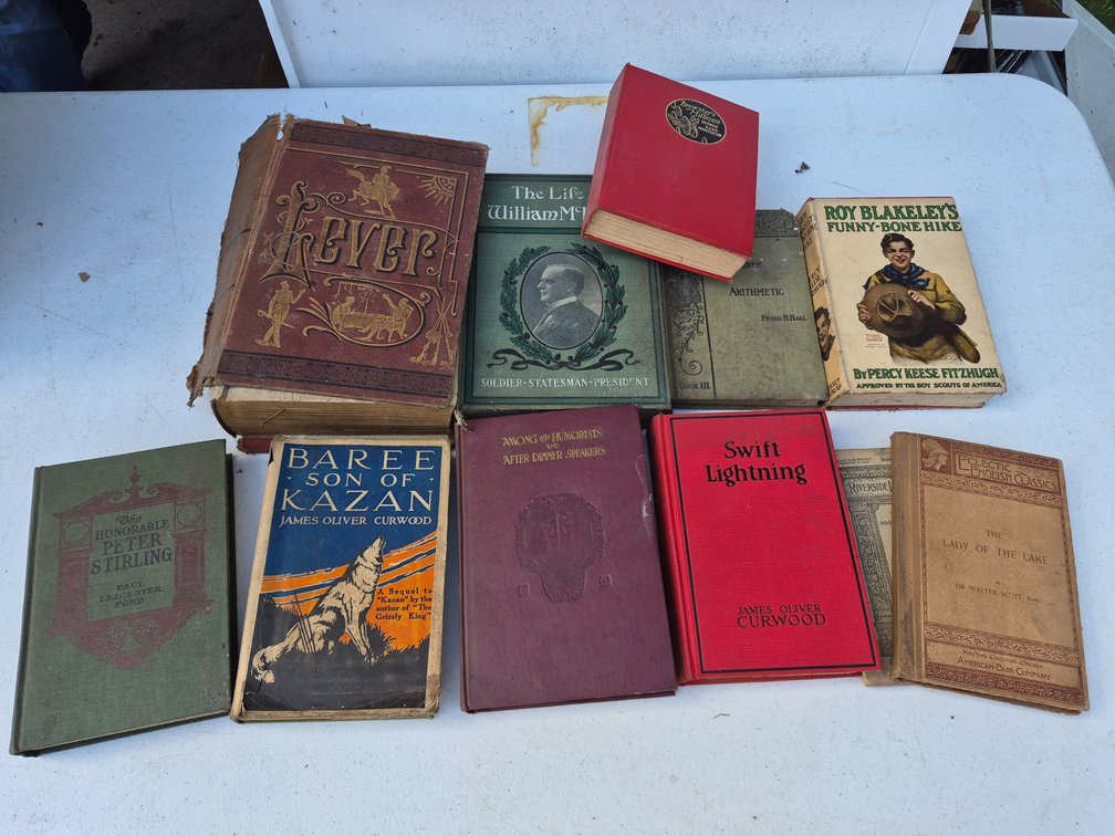 Vintage Books' Wood Model, & Frisbee