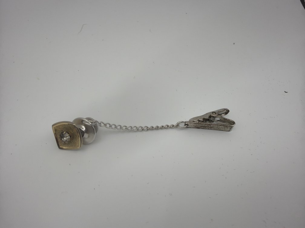 Vintage Tie Tack Featuring a Square Plate with Stone in Center