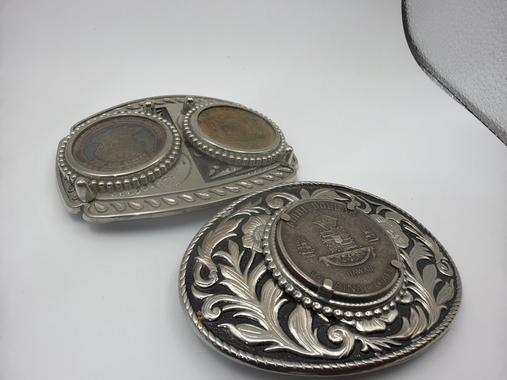 Belt Buckles Featuring Kona Dollar, Maui Dollar, South Dakota Wild Bill Hickok