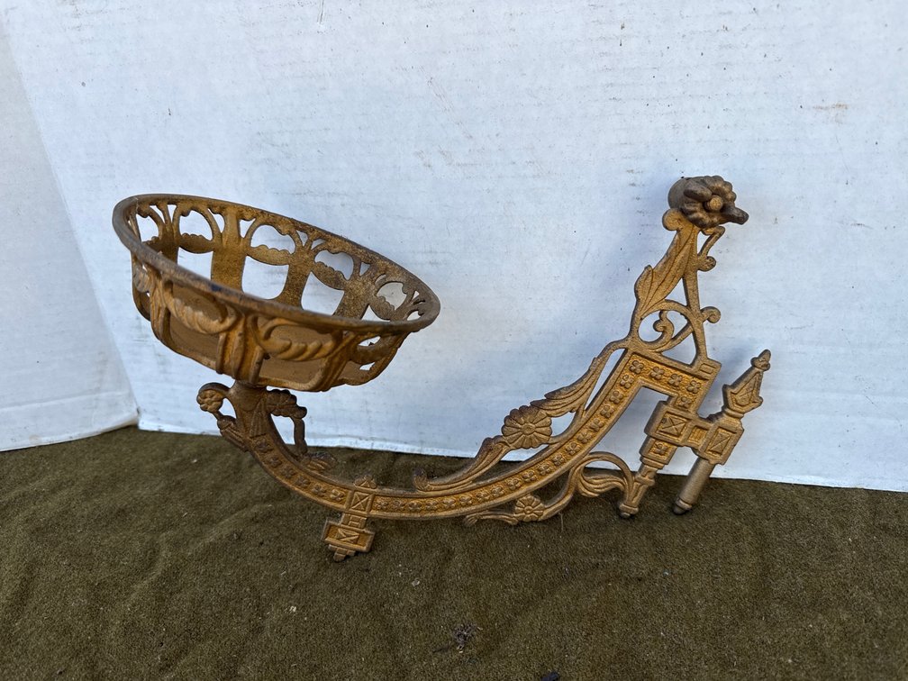 Antique Victorian Cast Iron Swing Arm Oil Lamp Holder