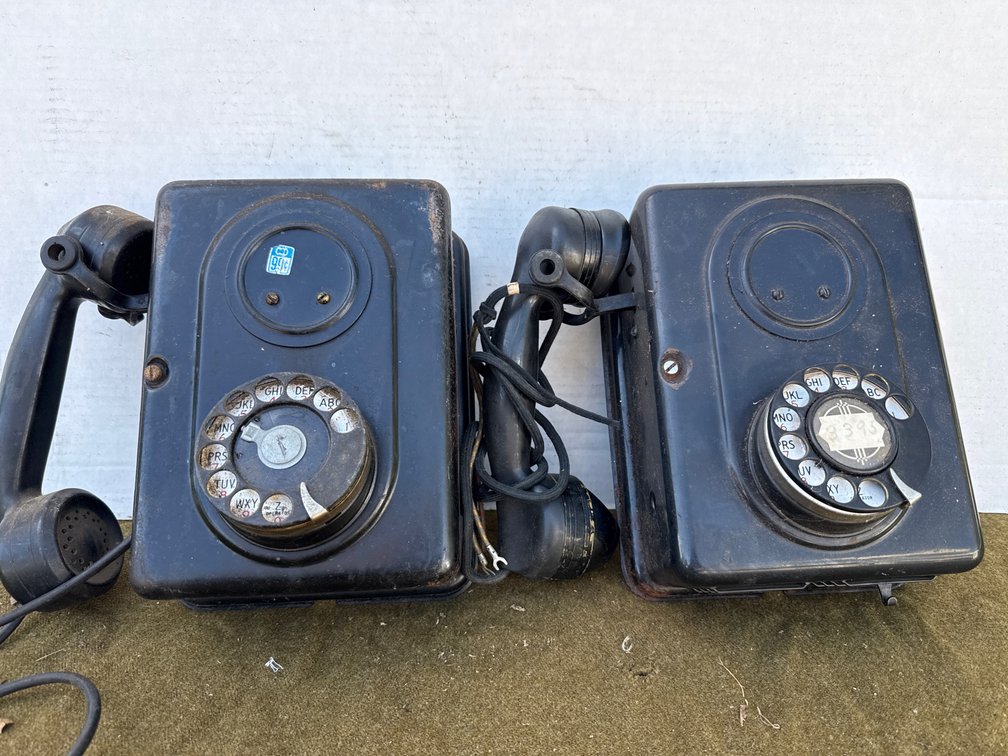 Vintage Metal  Wall Mount Rotary Telephones
