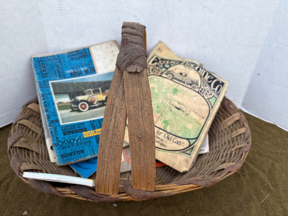 Wicker Basket With Car Magazines