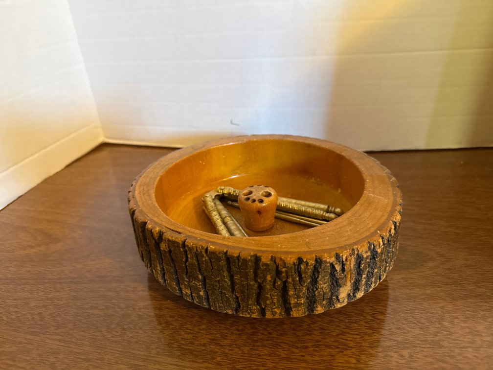 Vintage Wooden Nut Bowl And Cracker Set